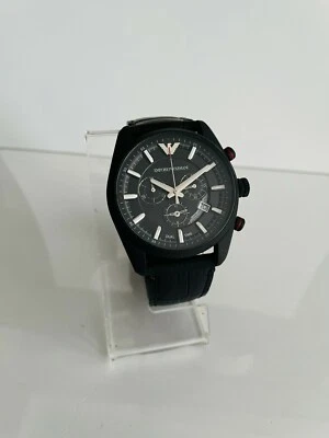 Emporio Armani AR6035 Men's Sportivo Chronograph Date Black Leather Strap Watch - Image 1 of 4