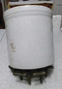 Antique stoneware crock with 4 brass valves. Water filter? - Picture 1 of 12