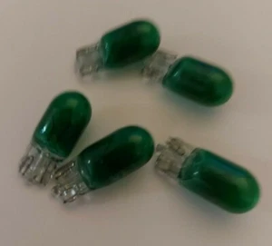 5 x T10 / 501 / W5W WEDGE ( 12V 5W ) INTERIOR, DASHLIGHT, GAUGES, GREEN - Picture 1 of 1