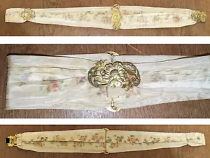 traumhafter Jugendstil Gürtel Stoff Metallbeschläge Frauenkopf Strass - Bild 1 von 2