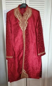 Mens Maroon Red Indian Pakistani Wedding Coat Suit Medium - Picture 1 of 5