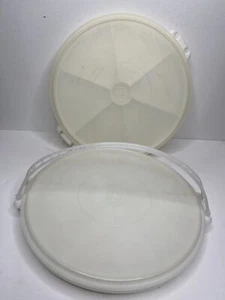 Vintage Tupperware Party Susan Serving Tray Divided Sheer 5 Piece Handle Sheer - Picture 1 of 10