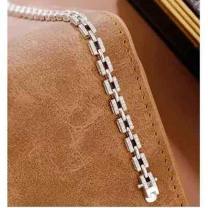 4 Ct Round Cut Lab Created Diamond Men's Wedding Bracelet 14K White Gold Plated - Picture 1 of 4