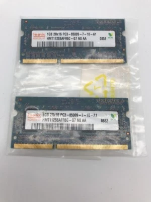 Lot of 2 Hynix 1GB 2Rx16 PC3-8500S-7-10-A1 HMT112S6BFR6C-G7 N0 AA - Image 1 of 3