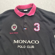 Monaco Polo Club French Riviera Men's XL #3 Black Short Sleeve Polo 