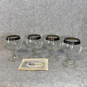 Vintage Distinguished Geschenkset 4 Stielgläser mit Silberrand Original Box - Bild 1 von 9