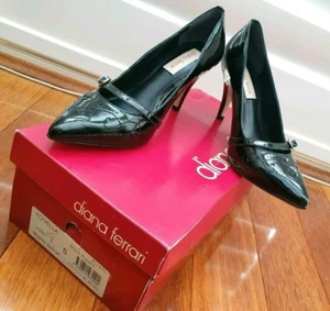 NEW - DIANA FERRARI - BLACK PATENT LEATHER HEELS - SIZE 5 RRP 129.95 - Picture 1 of 2