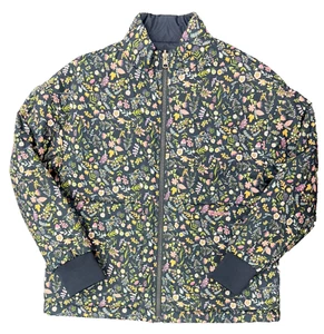 Barbour International Double Face Flower Printed Navy Puffer Jacket - Picture 1 of 6