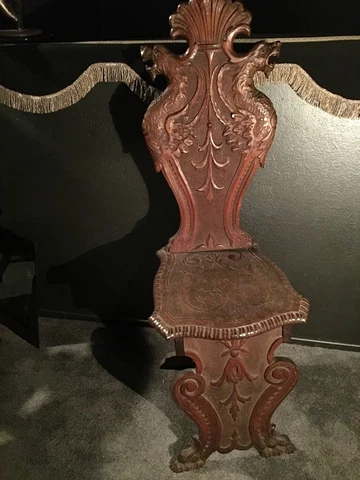 Highly Carved Antique 19th Century Winged Griffin Fantasy Chair with Paw Feet Cover