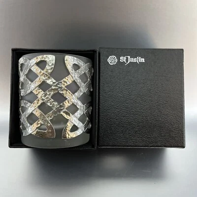 St Justin Winchester Cathedral Celtic Hammered Silver Pewter Votive Candleholder - Image 1 of 4