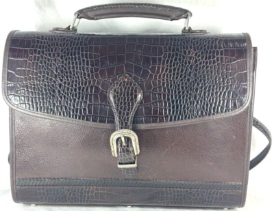 BRIGHTON коричневый кожаный крокодила выбитый ноутбук портфель сумка - Изображение 1 из 4