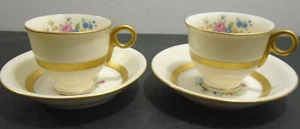 VINTAGE THEODORE HAVILAND NEW YORK GAINSBOROUGH FOOTED CUP + SAUCER LOT OF 4 - Picture 1 of 10
