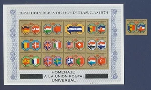 HONDURAS - Scott C571 & C574 - MNH S/S e singolo - UPU, bandiere - 1975 - Foto 1 di 1