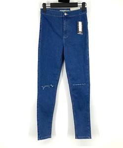 Topshop Jeans Womens 6 Joni Super High Rise Skinny Blue Denim Ripped Knee NWT - Picture 1 of 10