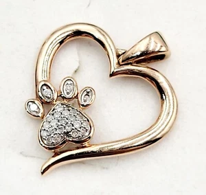 Diamond Accented Paw Heart Pendant in 10K Rose Gold - Picture 1 of 2