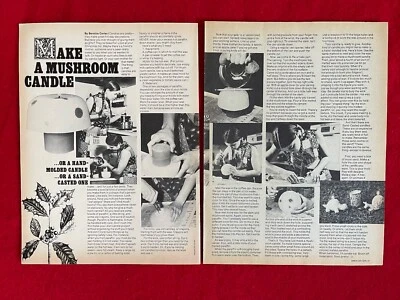 Vintage 1972 Magazine Article/Print Ad How To Make A Mushroom Candle MCM - Image 1 of 2