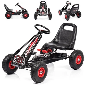Kinderfahrzeug GOKART Tretauto Kinder Handbremse bis 30 kg Auto mit 4 Rädern ROT - Bild 1 von 16