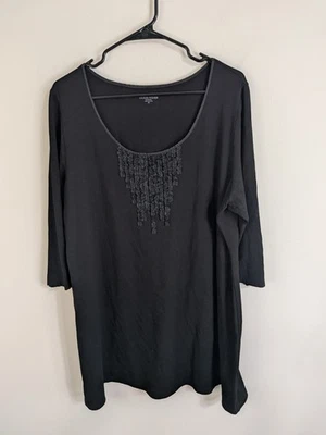 Eileen Fisher Sheath Dress Women's 2X Black Long Sleeve Boho Lagenlook - Image 1 of 4