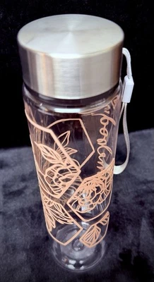 Blush-pink floral “Homebody” 16 oz Plastic Bottle w/ Stainless Screw Lid - Image 1 of 4