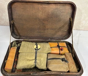 Vintage Japanese Bamboo Wrapped Vanity Kit Travel Box - Picture 1 of 8
