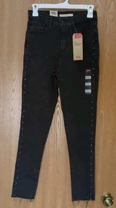 Levis Premium 721 Womens Jeans Size 6 Medium 28" High Rise Skinny Black New - Picture 1 of 10