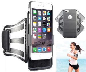 BLACK CASE COVER + ARMBAND STRAP COMBO ROTATING/REFLECTIVE FOR APPLE iPHONE - Zdjęcie 1 z 53