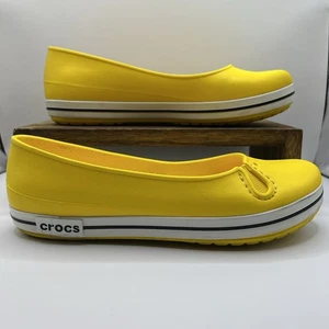 CROCS Crocband Yellow Ballet Flats Womens US 4 Casual Slip On Comfort Shoes - Picture 1 of 8