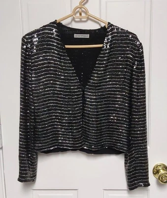 Chaqueta de cóctel de lentejuelas Emporio Armani vintage rara hecha en Italia talla TA42, US6 Foto 1 de 4