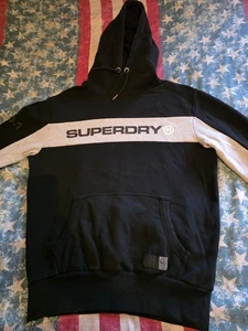 Men Superdry Black And Grey Hoodie Size XL - Picture 1 of 4