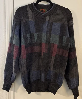 Vintage Boston Traders Wool Sweater Men's Medium Geometric Design - Image 1 of 4