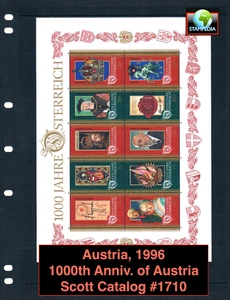 at $19.00 Scott Value - 1996 AUSTRIA 1,000 Years of Osterreich s/s CV MNH NH UMM - Picture 1 of 4
