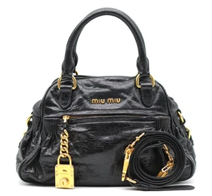 MIUMIU Hand Bag Black Leather Small Authentic - Picture 1 of 20