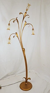 PIANTANA DA TERRA LAMPADA 4 LUCI ORO ANTICO ART.936 LED G9 CRISTALLO VETRO NUOVO - Picture 1 of 3