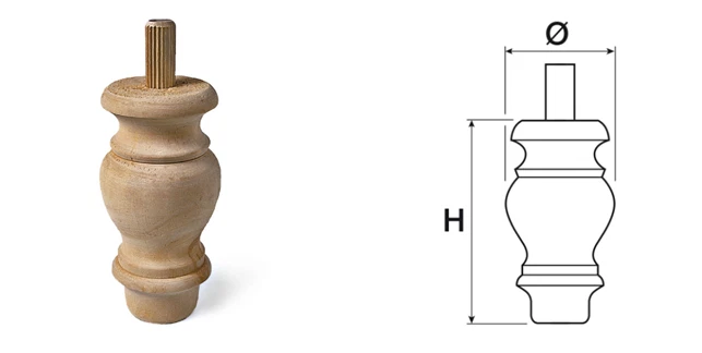 Piede in legno per restauro con spina - Immagine 1 di 1