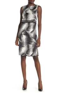 St. John Collection Kleid Seide Krepp Größe 10 Kaviar weiß Palmenmuster neu mit Etikett $ 1045 - Bild 1 von 2