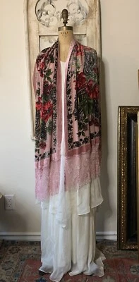 Silk Burnout Velvet Shawl Wrap 42”x 21”NWOT - Image 1 of 4