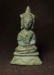 OLD THAI BUDDHA AMULET BRONZE, PHRA CHAI AYUTTHAYA (Ayutthaya Prasat Thong) - Picture 1 of 7