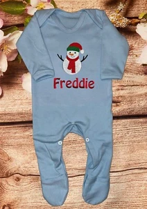 Christmas sleepsuit baby grow embroidered & personalised name. Choice of designs - Picture 1 of 12