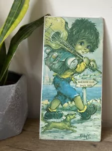 Rare 1960's Big Eyed Boy with Guitar by Michel Thomas Kitsch Art Sealed - Picture 1 of 5