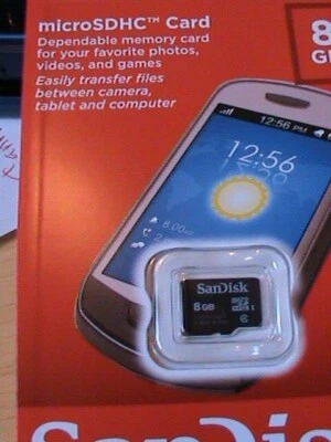 SanDisk 8GB MICRO memory card ,HD Video , micro SDHC memory card *Free Shipping* - Image 1 of 4