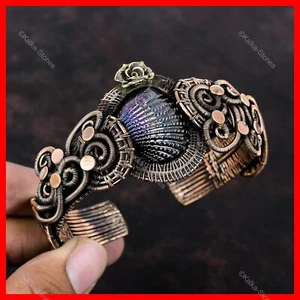 Brazalete brazalete de flores envuelto en alambre nuevo concha recubierta de titanio natural de cobre - Imagen 1 de 6
