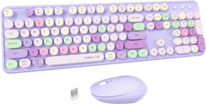 UBOTIE Colorful Computer Wireless Keyboard Mice Combo, Retro Typewriter Flexible - Picture 1 of 6