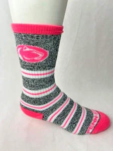 Penn State Nittany Lions Crew Melange Pink Stripe Socks Medium - Picture 1 of 1