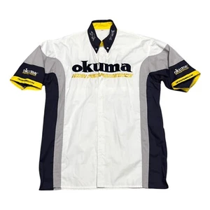 OKUMA Fishing Mechanic Racing Button Tee Shirt Mens XL - Picture 1 of 7
