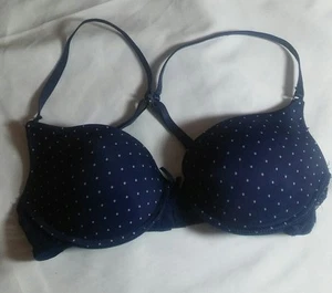 Tart Intimates Navy Blue Polka Dot Push Up Bra Sz 34B - Picture 1 of 3