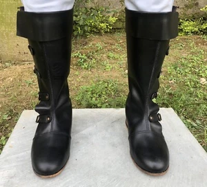 Medieval Long Boots / Shoes | Handcrafted Viking Black Leather Long Boots | - Picture 1 of 8