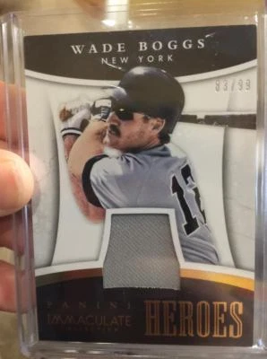 WADE BOGGS 2015 IMMACULATE "HEROES" NY YANKEES HOFER WORN JERSEY PATCH RELIC /99 - Image 1 of 2