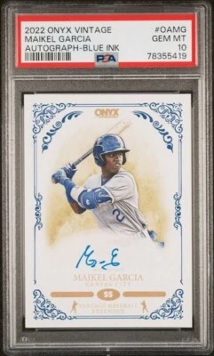 Onyx 2022 automático tinta azul MAIKEL GARCIA Kansas City Royals PSA 10 GEMA como nuevo Foto 1 de 2