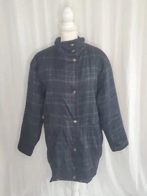 London Fog Womens Jacket Coat Multicolor Navy Plaid Snap Mock Neck Pockets Sz 0X - Image 1 of 4