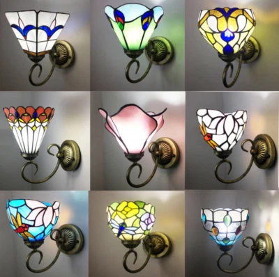 Tiffany Lotus Dragonfly LED Wall Lamp Stained Glass Indoors Wall Sconce Light - Image 1 of 4